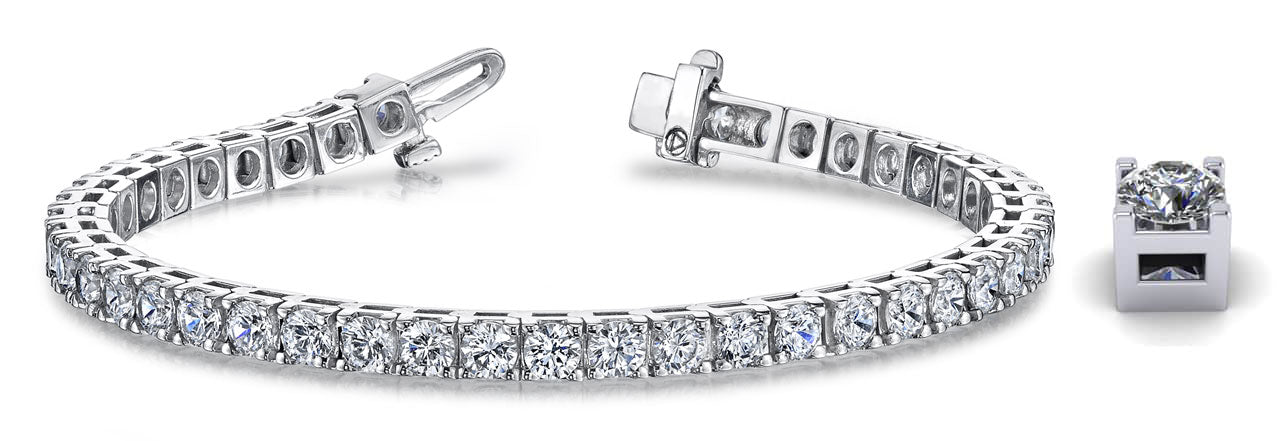 Tennis Bracelet with Round Diamonds, Four Prong