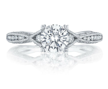 1.25 Vivid Blue Lab Diamond, VVS2, Platinum 0.37cttw Tacori Bloom Engagement Ring, 1/2 Way Ring