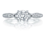 1.25 Vivid Blue Lab Diamond, VVS2, Platinum 0.37cttw Tacori Bloom Engagement Ring, 1/2 Way Ring