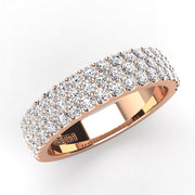 Pave Three Row Diamond Wedding Band 0.75ct