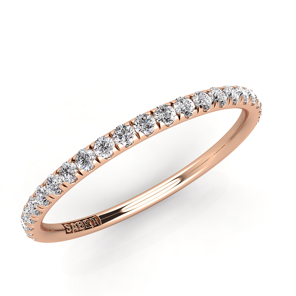 French Pave Petite Rounded Comfort Fit Wedding Band
