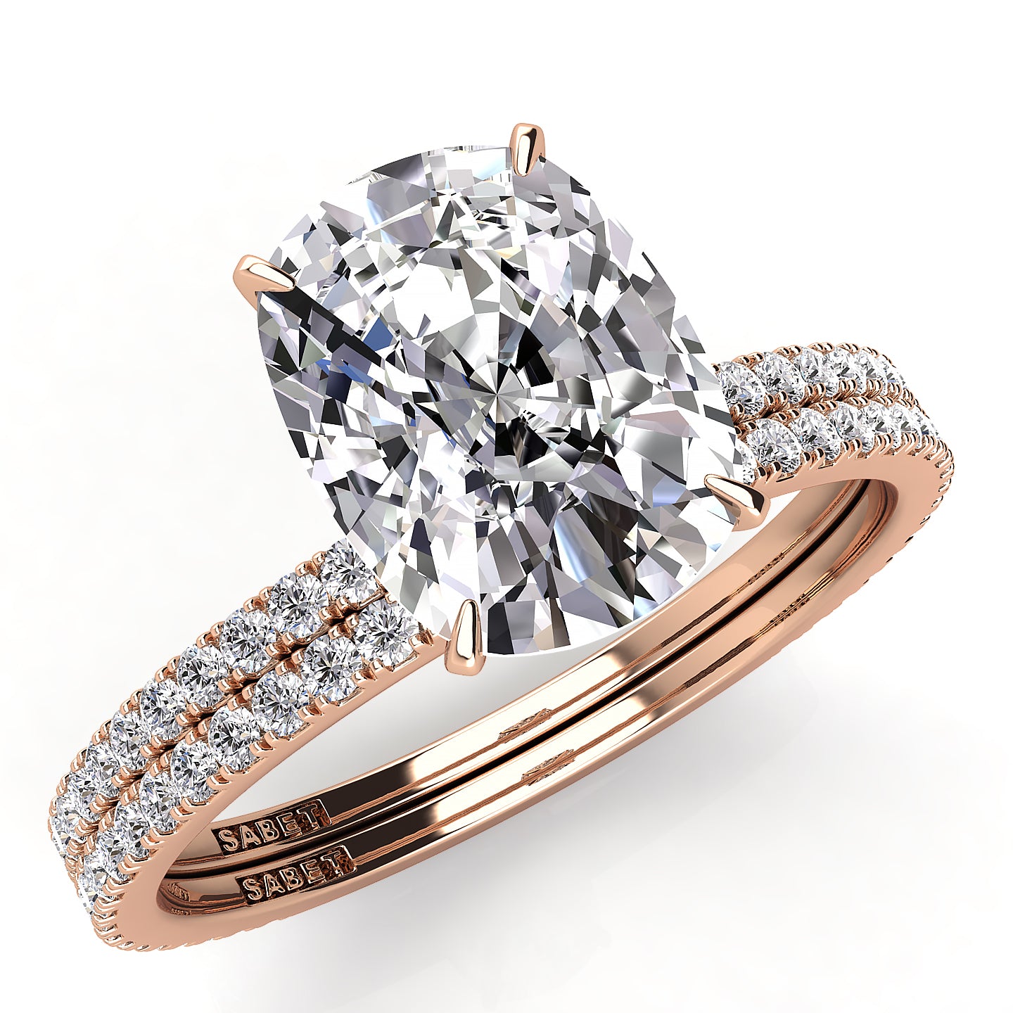 Solitaire Cushion Diamond Engagement Ring Set