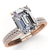 Solitaire Emerald Diamond Engagement Ring Set