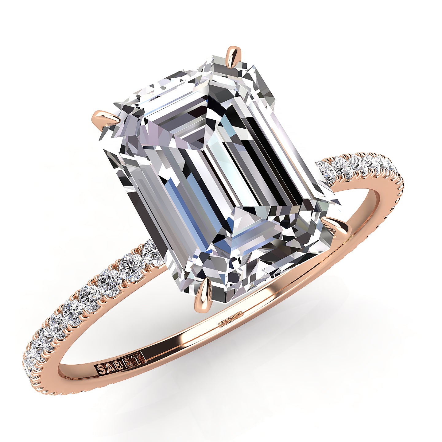 Solitaire Emerald Diamond Engagement Ring