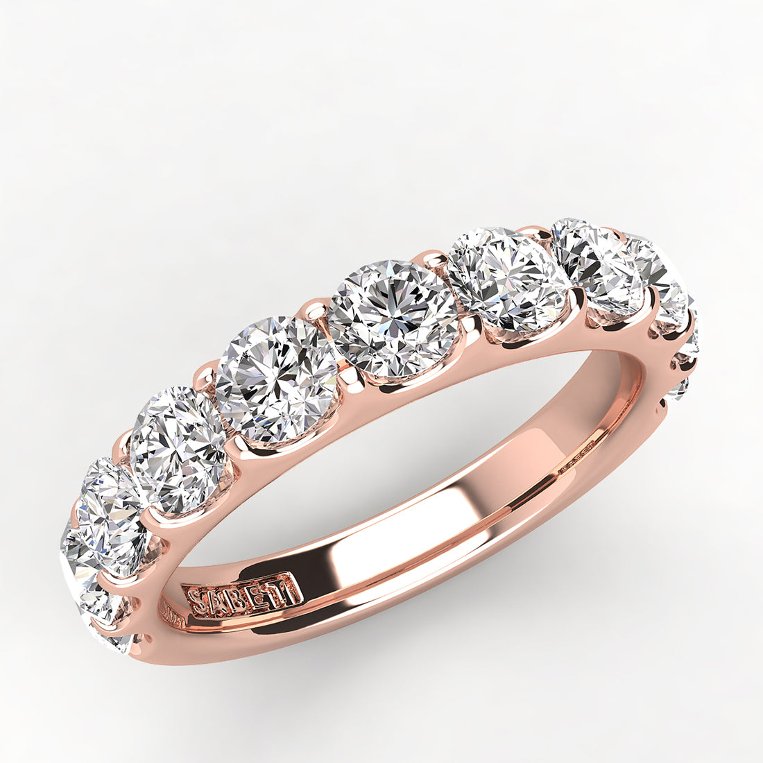 Shared Prong Diamond Wedding Band 9 Stones 1.25ct