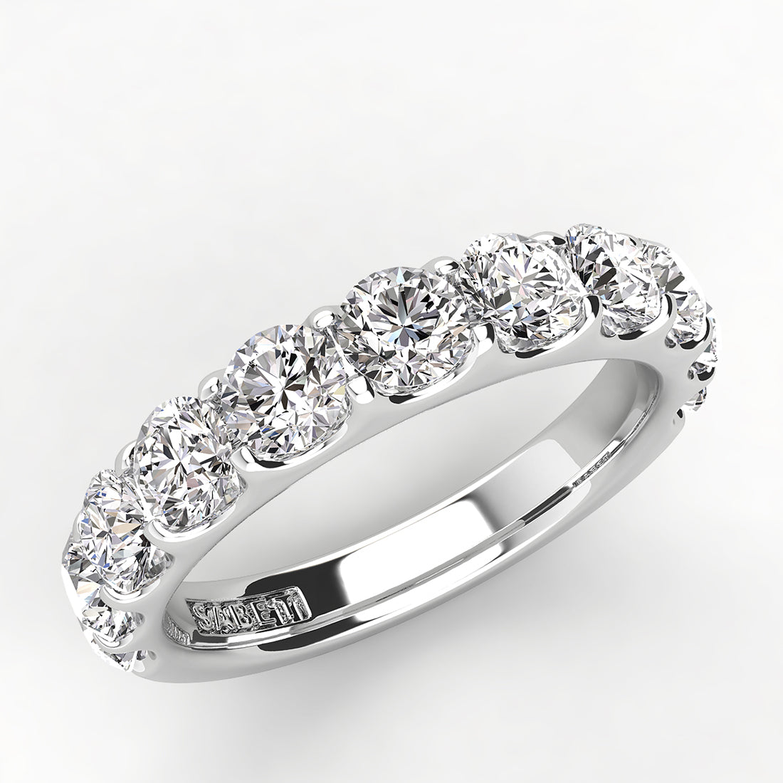 Shared Prong Diamond Wedding Band 9 Stones 1.25ct