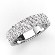 Pave Three Row Diamond Wedding Band 0.75ct