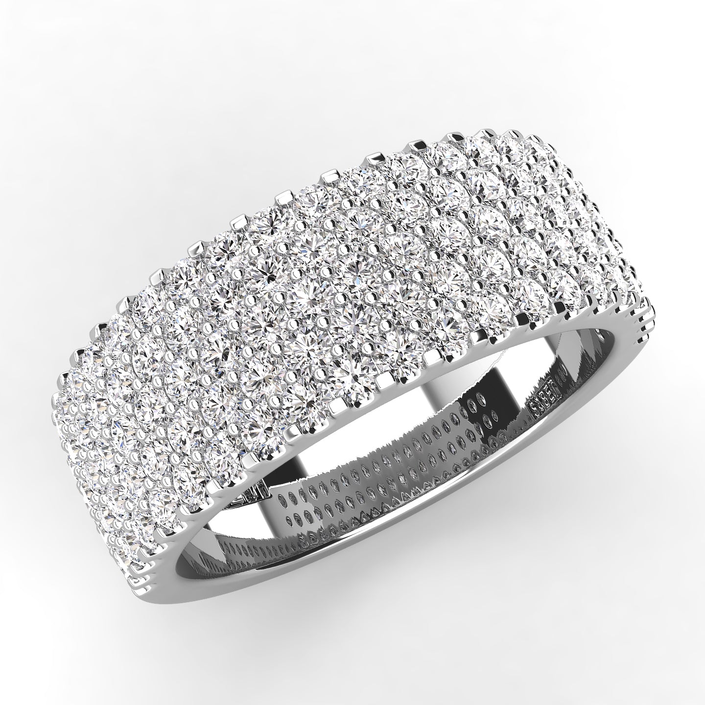 Pave Five Row Diamond Wedding Band 1.00ct