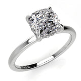 Solitaire Cushion Hidden Halo Engagement Ring