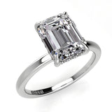 Solitaire Emerald Hidden Halo Engagement Ring