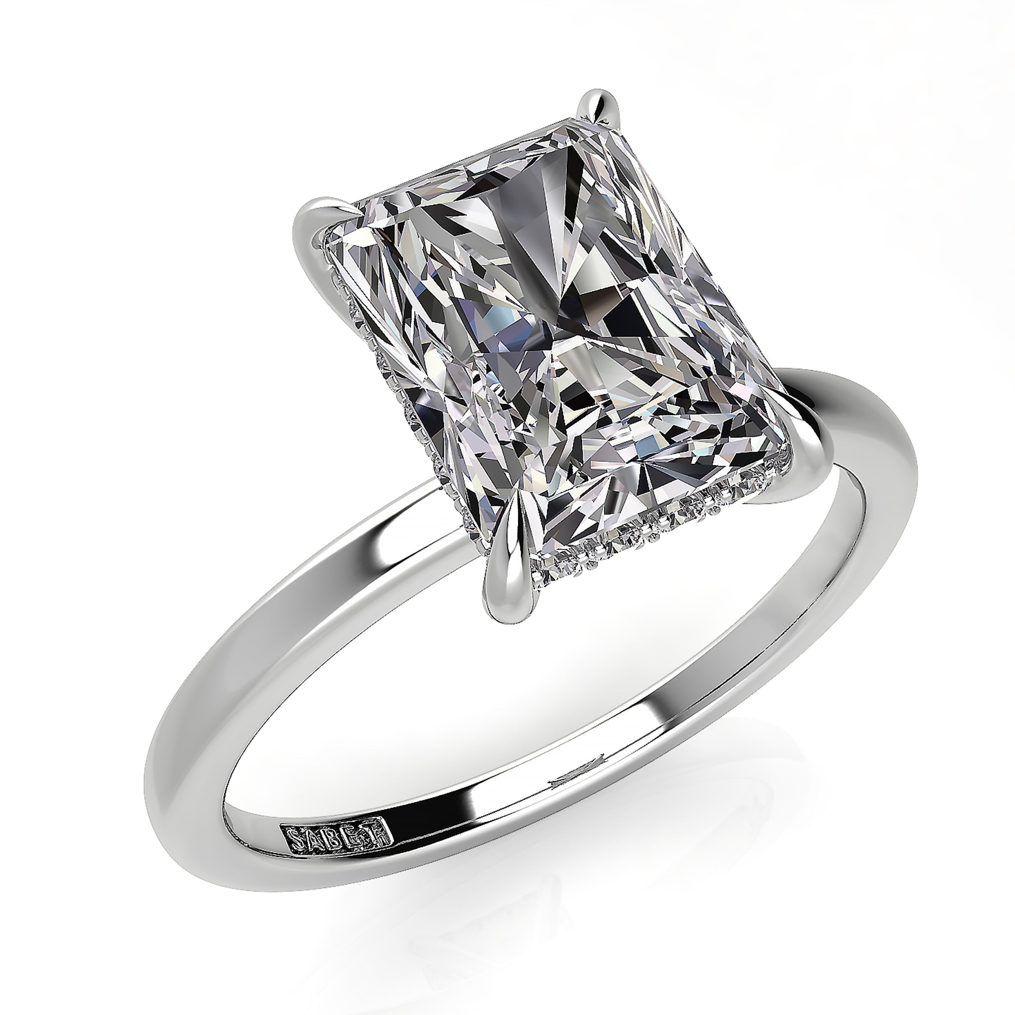 Solitaire Radiant Hidden Halo Engagement Ring