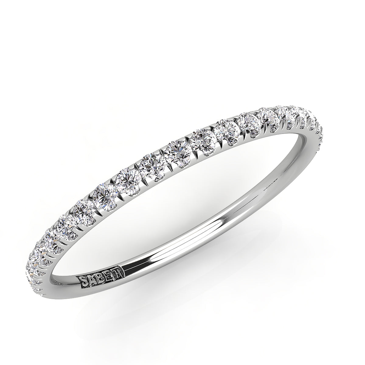 French Pave Petite Rounded Comfort Fit Wedding Band