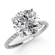 Round Pave Engagement Ring with Diamond Belt 0.05ct