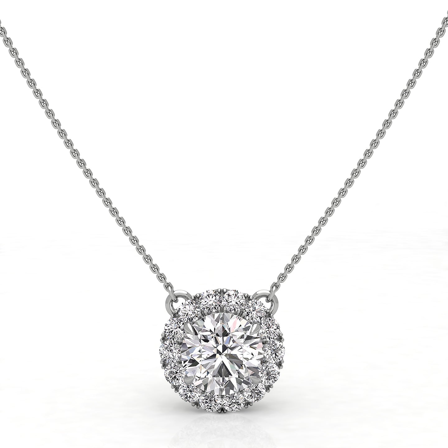 Halo Diamond Pendant and Chain 5mm