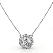 Halo Diamond Pendant and Chain 5mm