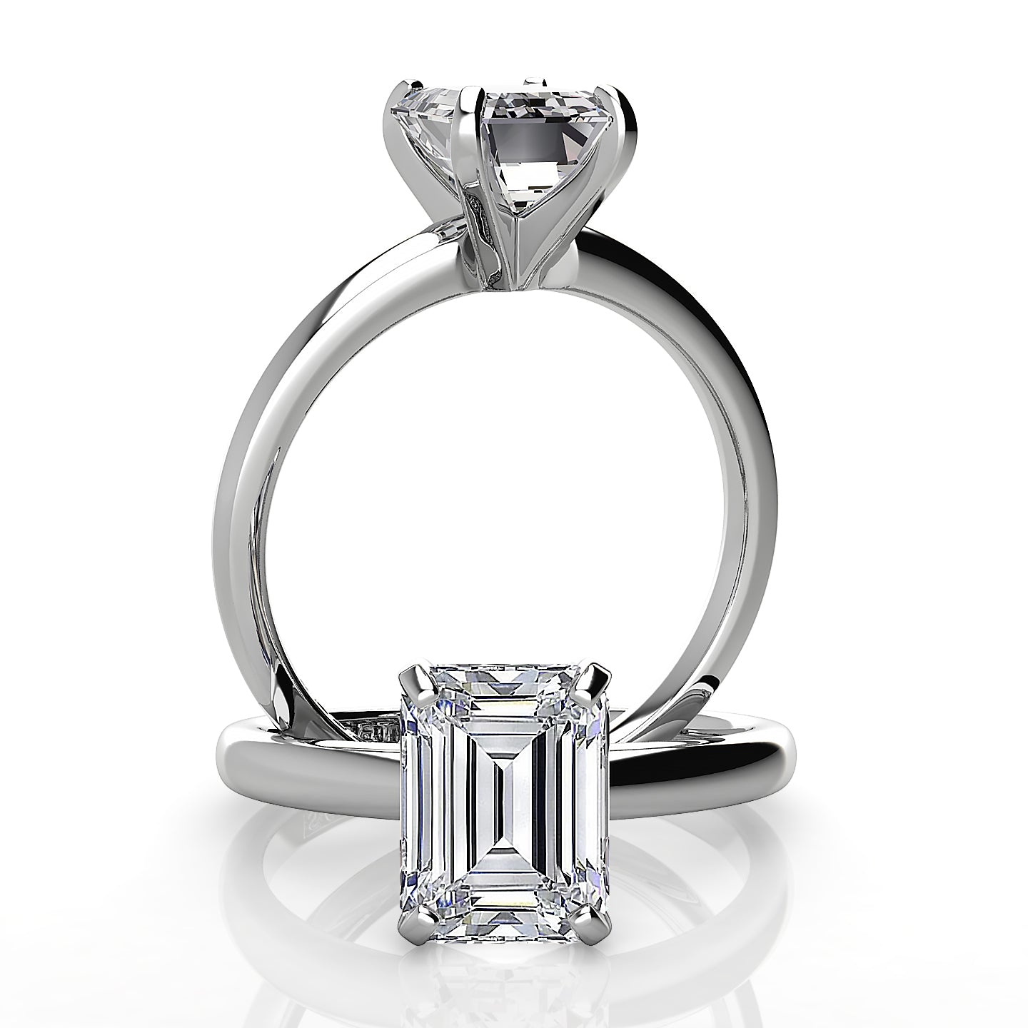 2.20mm Comfort Fit Emerald Solitaire Engagement Ring
