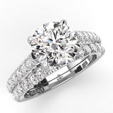 Three Sided Round Diamond Engagement Ring Set 1.36ct