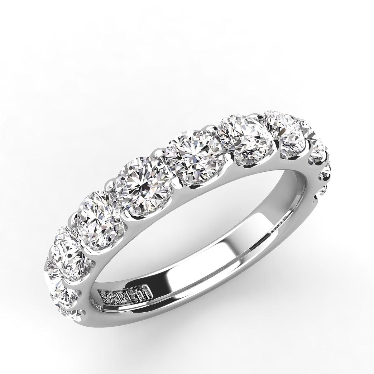 Shared Prong Diamond Wedding Band 9 Stones 1.50ct