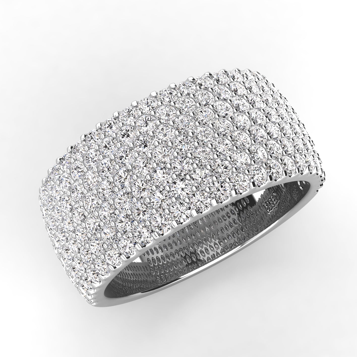 Pave Seven Row Diamond Wedding Band 1.40ct