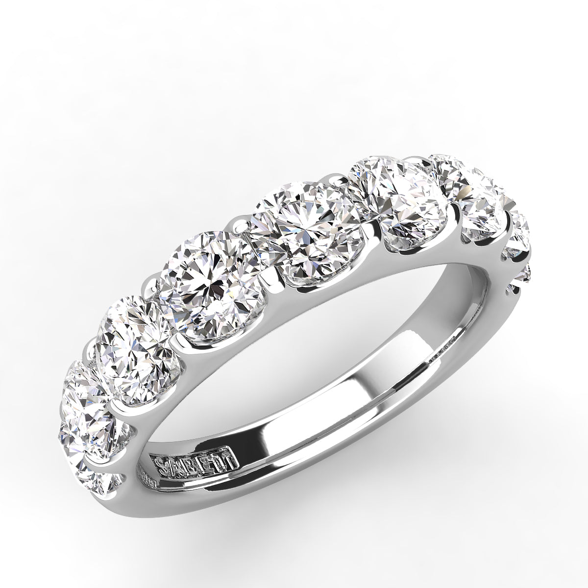 Shared Prong Diamond Wedding Band 9 Stones 2.00ct