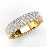 Pave Three Row Diamond Wedding Band 0.75ct
