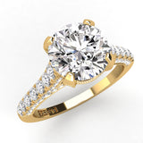 Three Sided Pave Round Diamond Engagement Ring 0.65ct