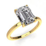 Solitaire Emerald Hidden Halo Engagement Ring