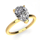 Solitaire Pear Shape Hidden Halo Engagement Ring