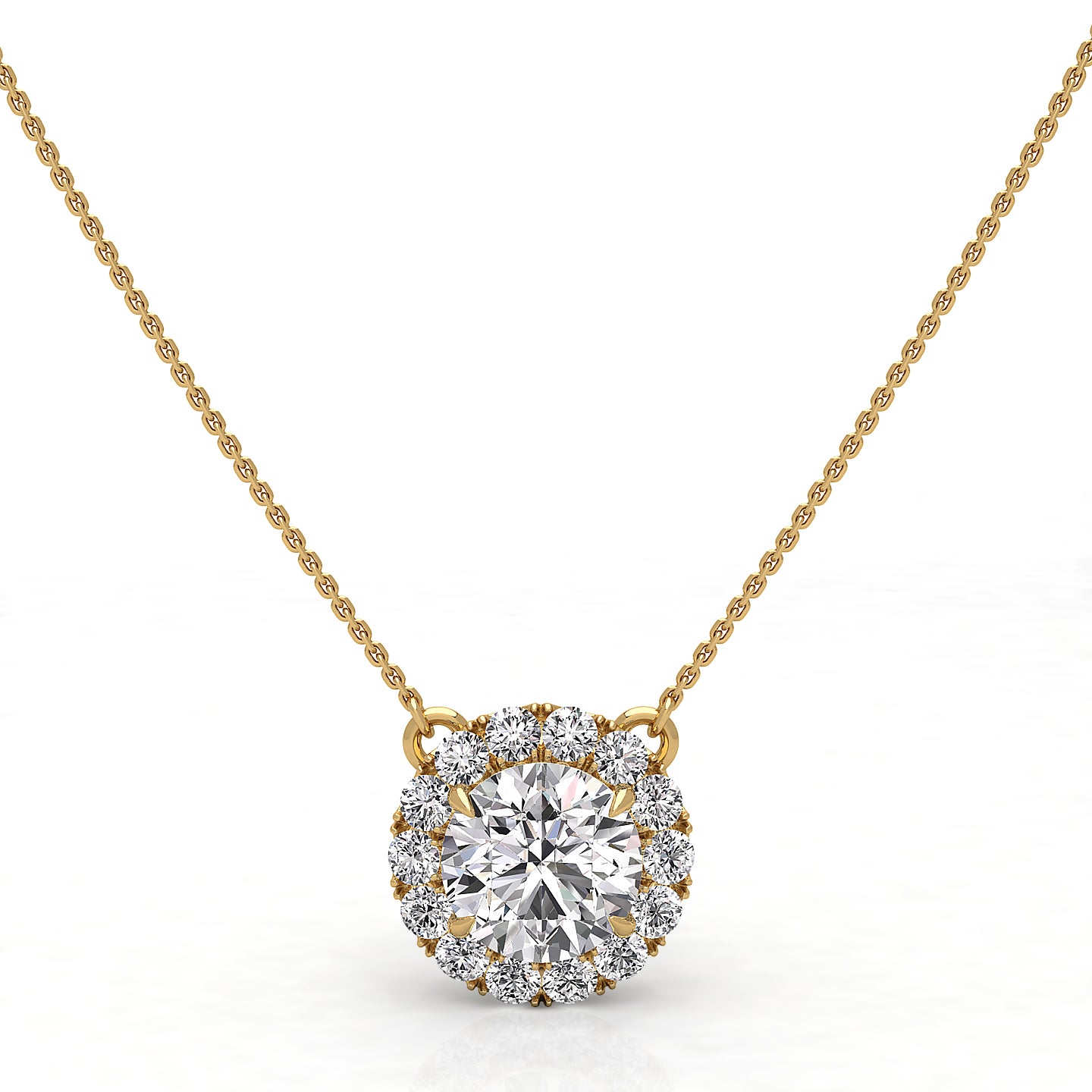 Halo Diamond Pendant and Chain 5mm