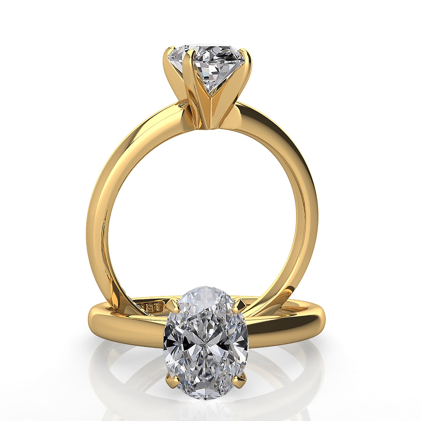 2.20mm Comfort Fit Oval Solitaire Engagement Ring