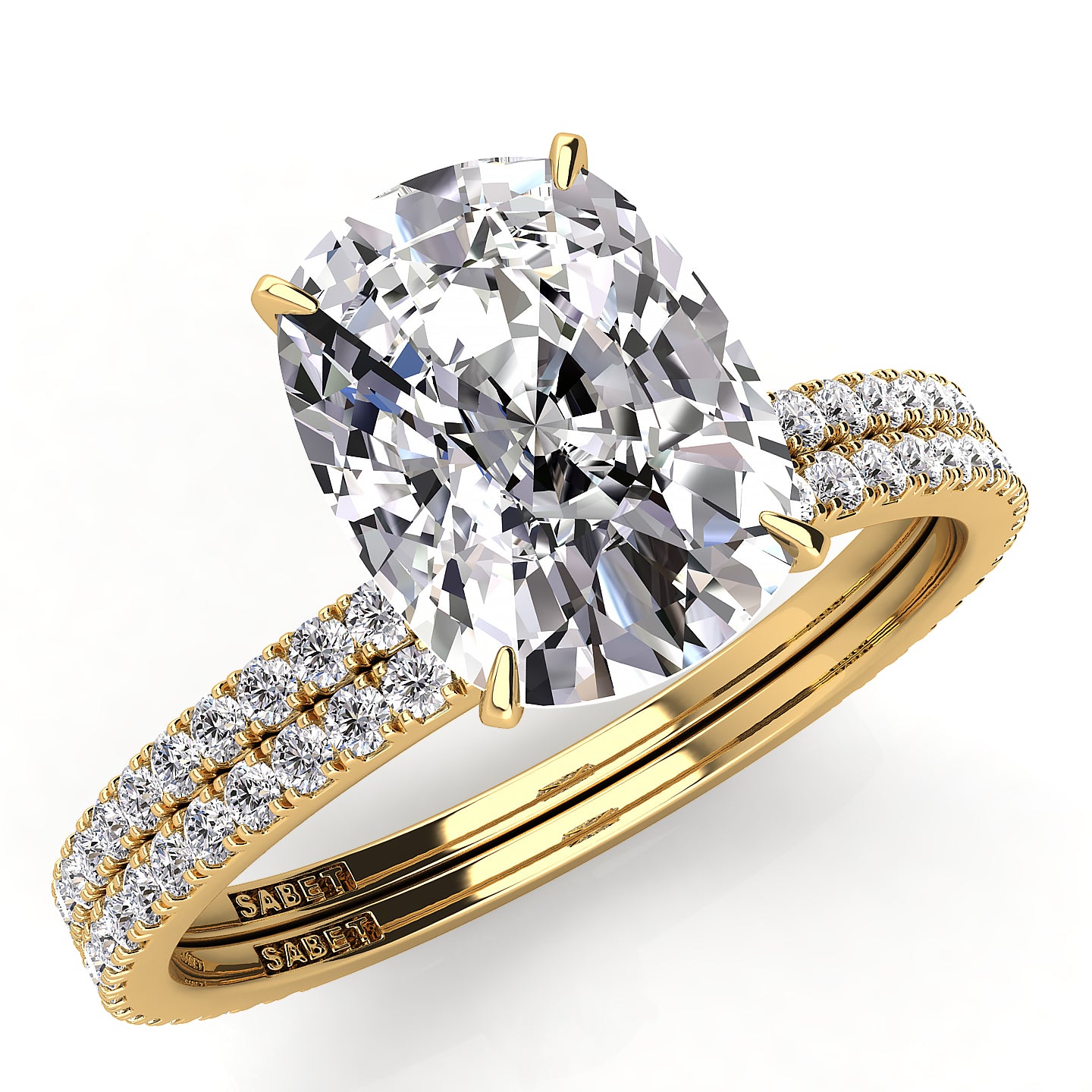 Solitaire Cushion Diamond Engagement Ring Set