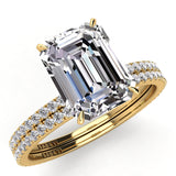 Solitaire Emerald Diamond Engagement Ring Set