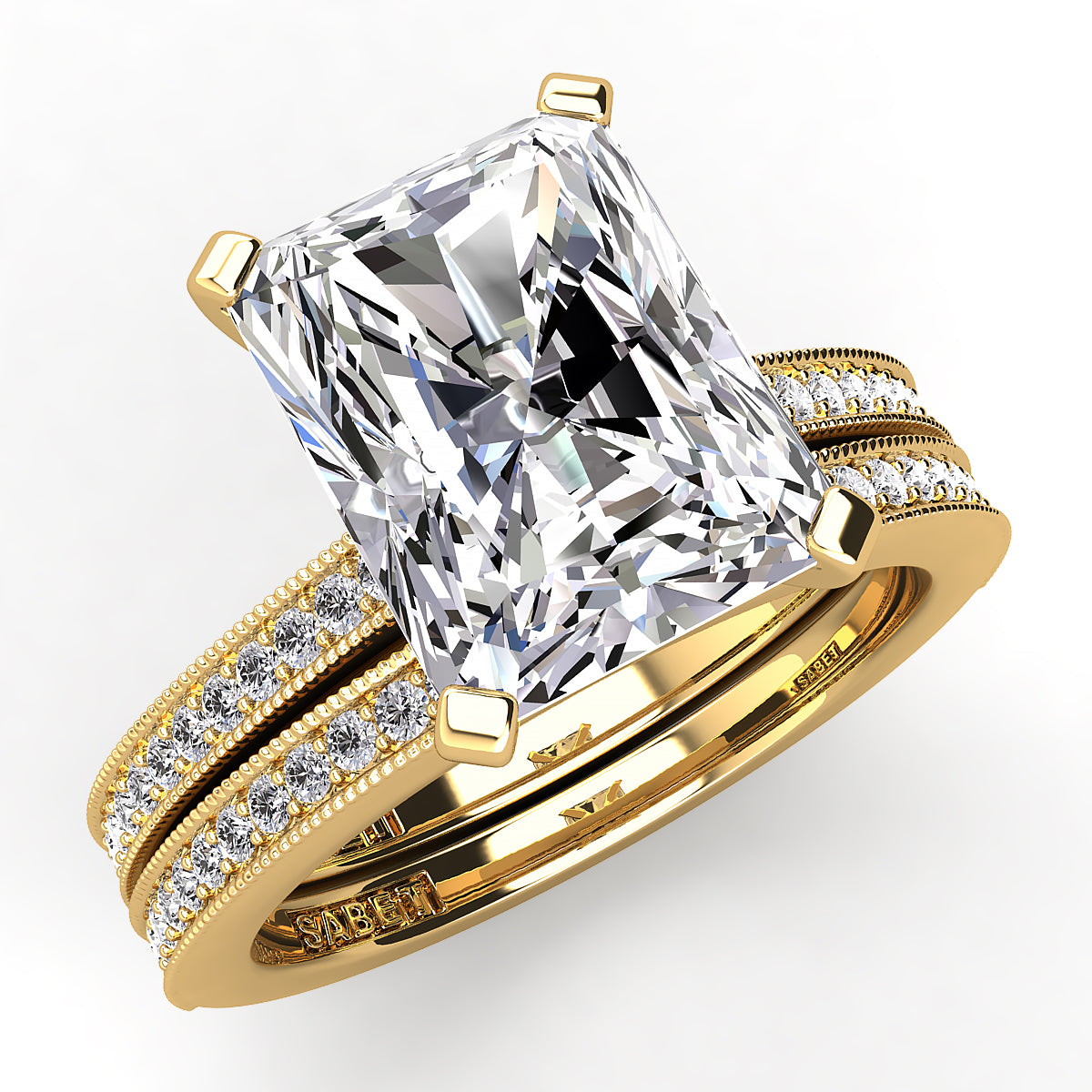 Radiant Diamond Engagement Ring Set