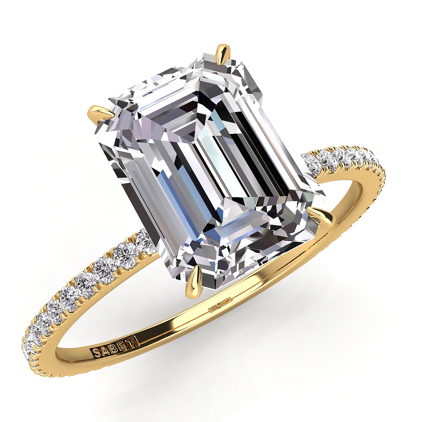 Solitaire Emerald Diamond Engagement Ring