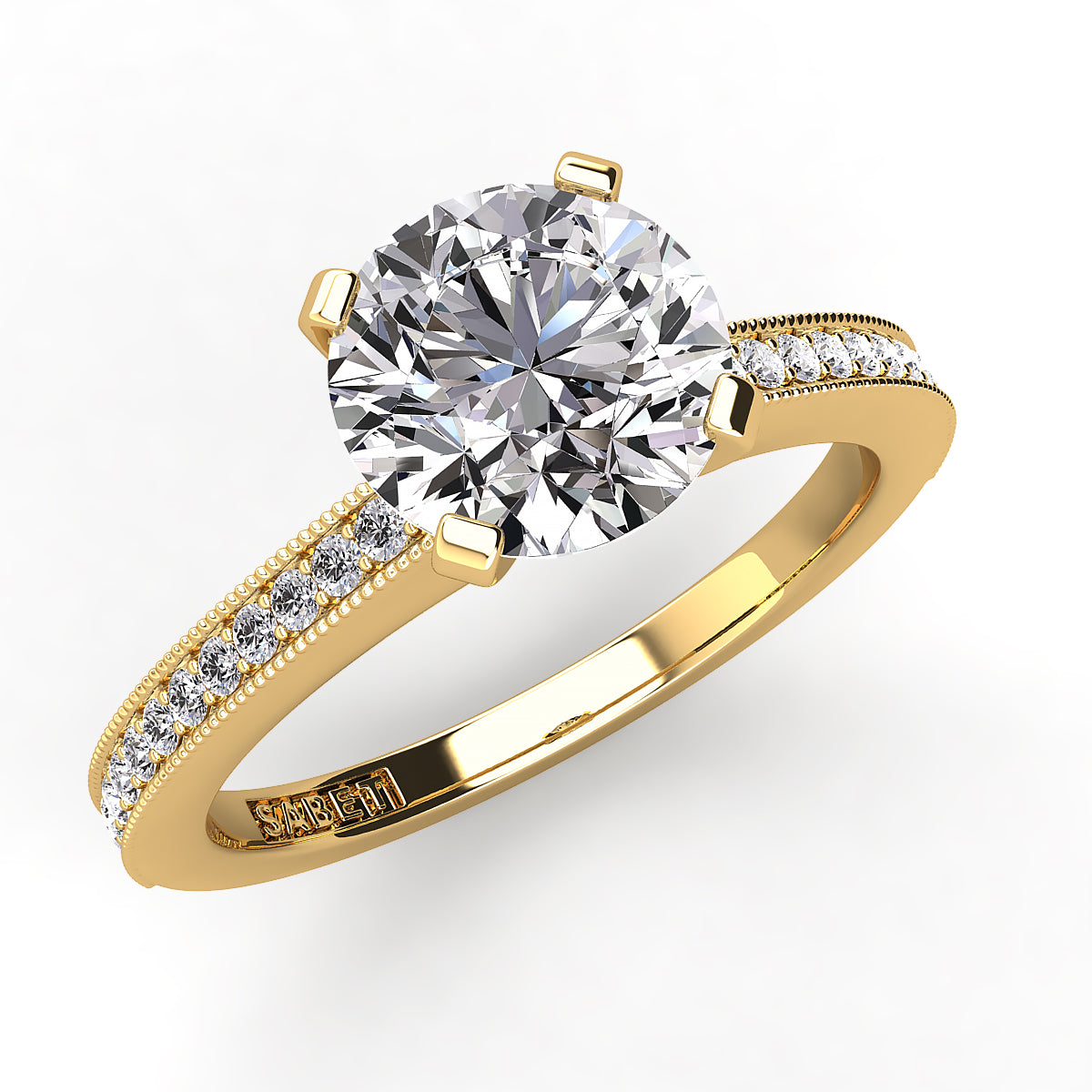 Round Diamond Engagement Ring Set .11ct with Milgrain