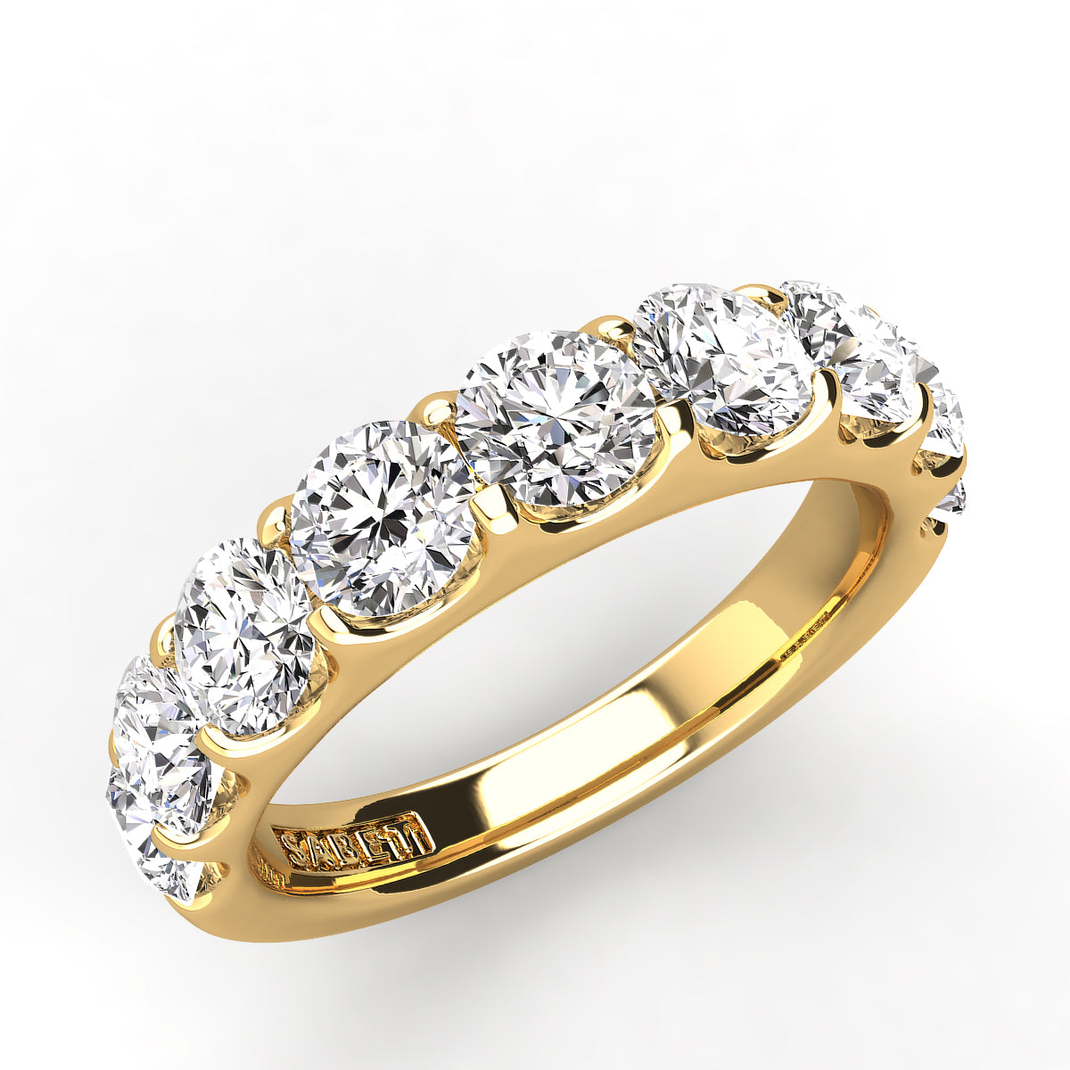 Shared Prong Diamond Wedding Band 9 Stones 2.00ct