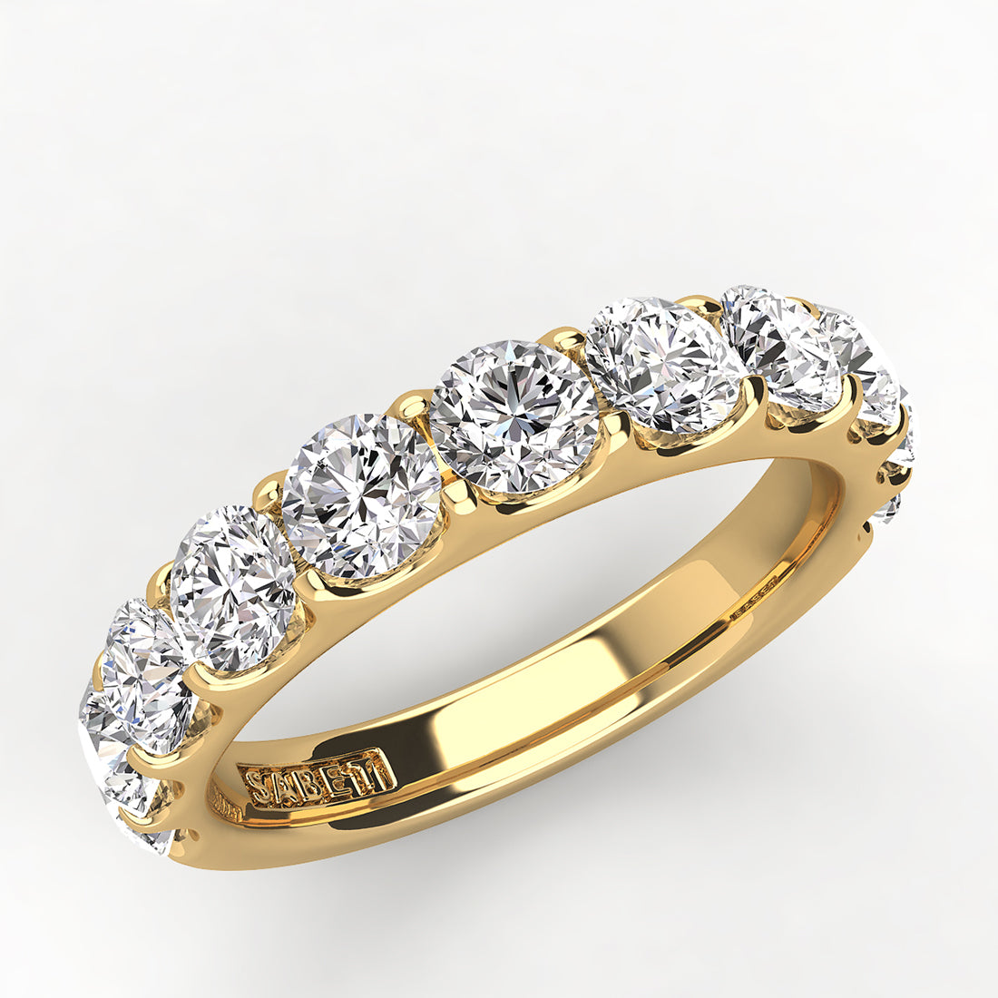 Shared Prong Diamond Wedding Band 9 Stones 1.25ct