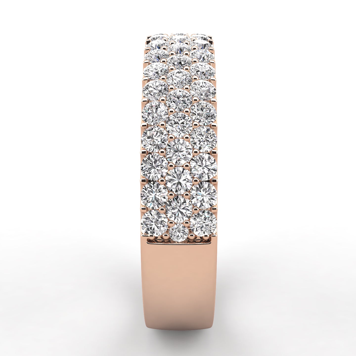 Pave Three Row Diamond Wedding Band 0.75ct