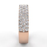 Pave Three Row Diamond Wedding Band 0.75ct