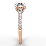 Three Sided Pave Round Diamond Engagement Ring 0.65ct