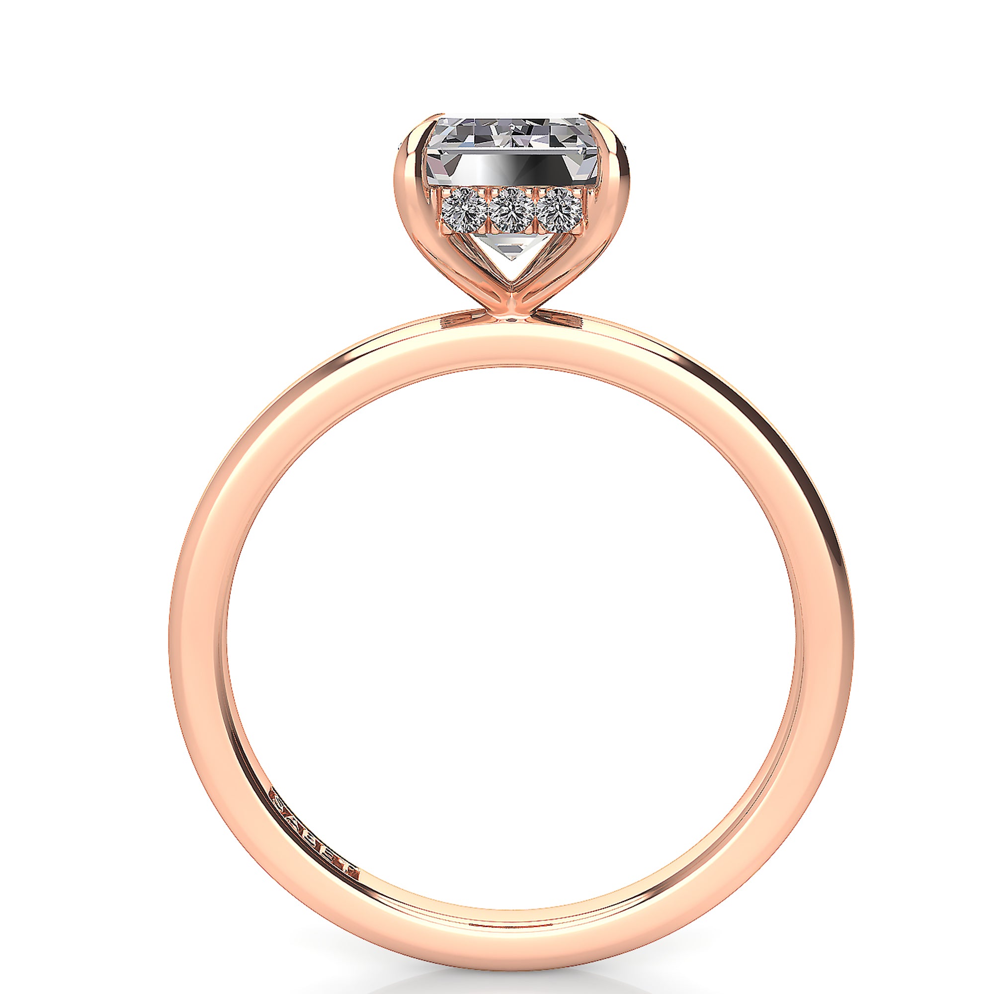 Solitaire Emerald Hidden Halo Engagement Ring