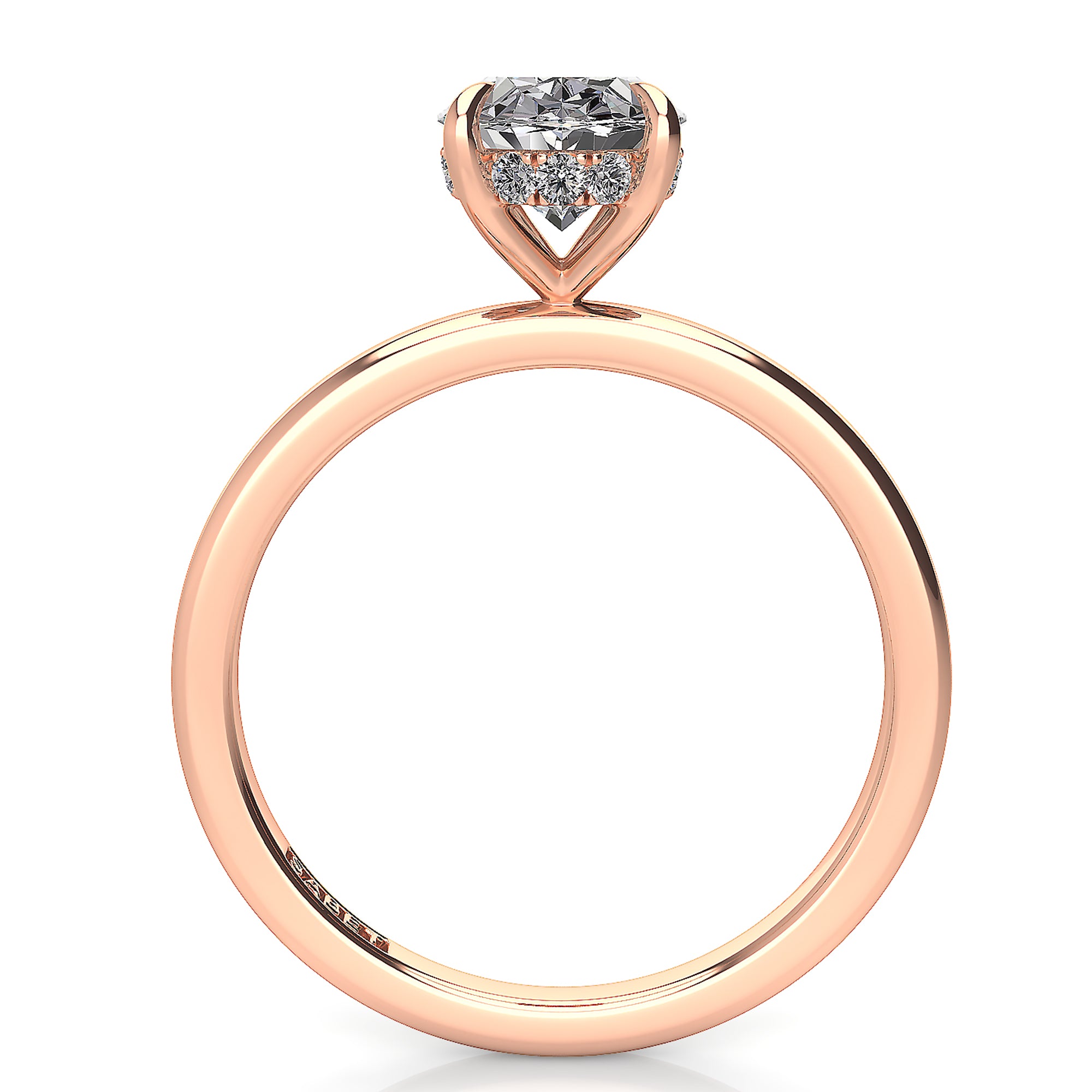 Solitaire Oval Hidden Halo Engagement Ring