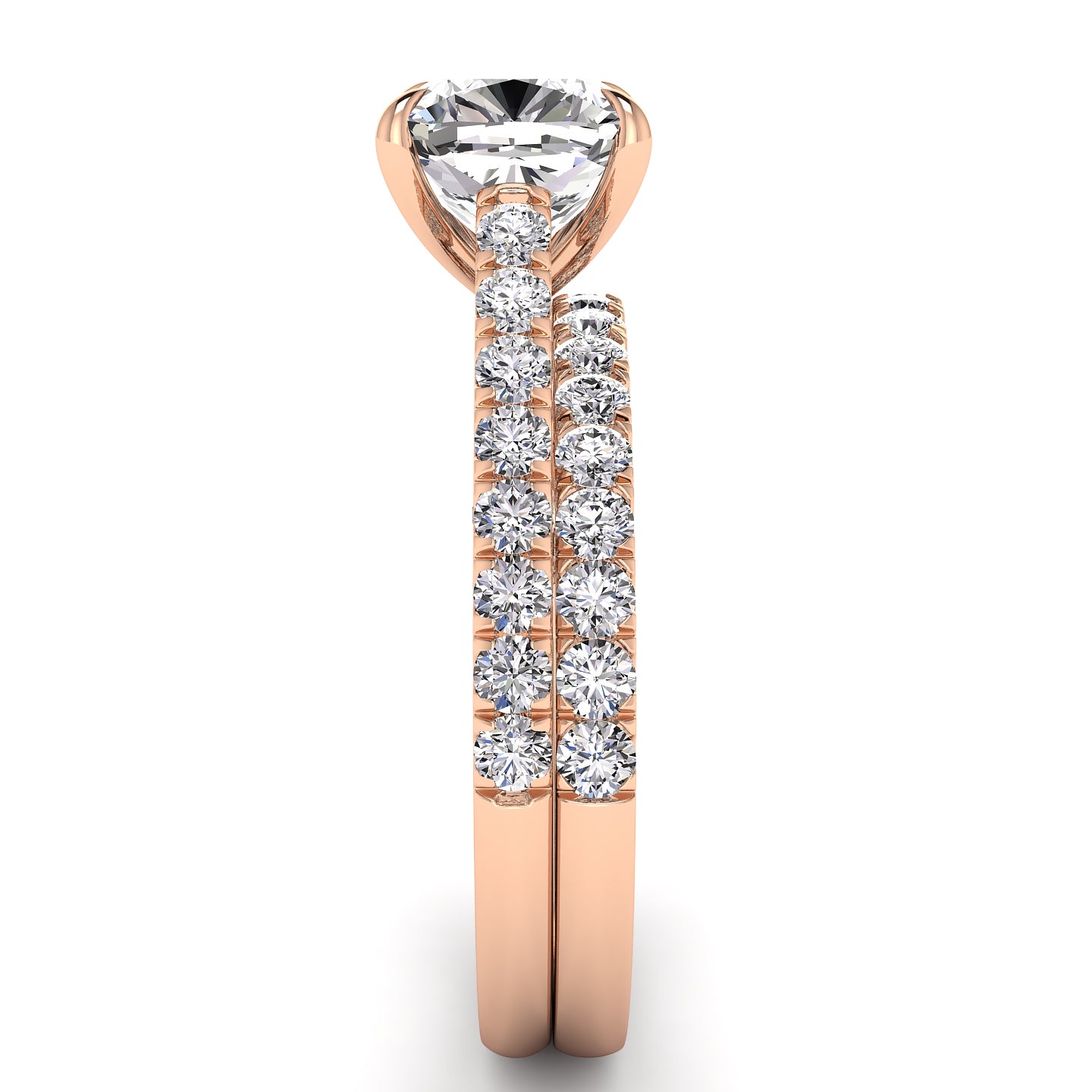 Three Sided Cushion Diamond Engagement Ring Set 1.36ct
