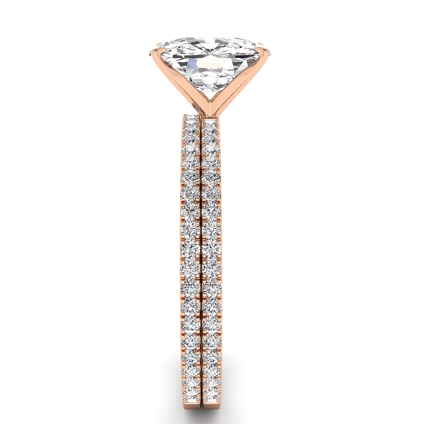 Solitaire Cushion Diamond Engagement Ring Set