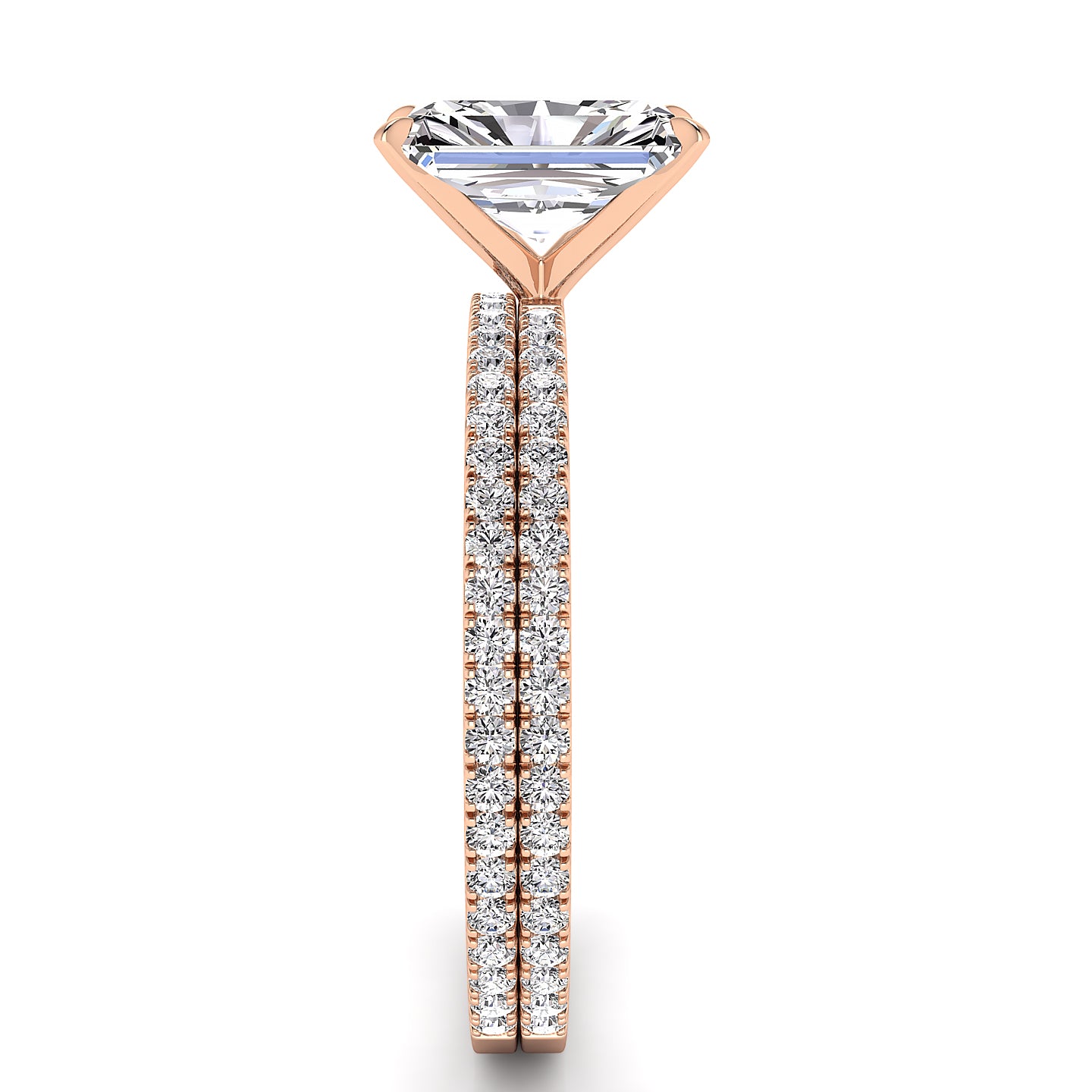 Solitaire Radiant Diamond Engagement Ring Set
