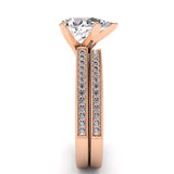 Pear Diamond Engagement Ring Set .21ct Milgrain