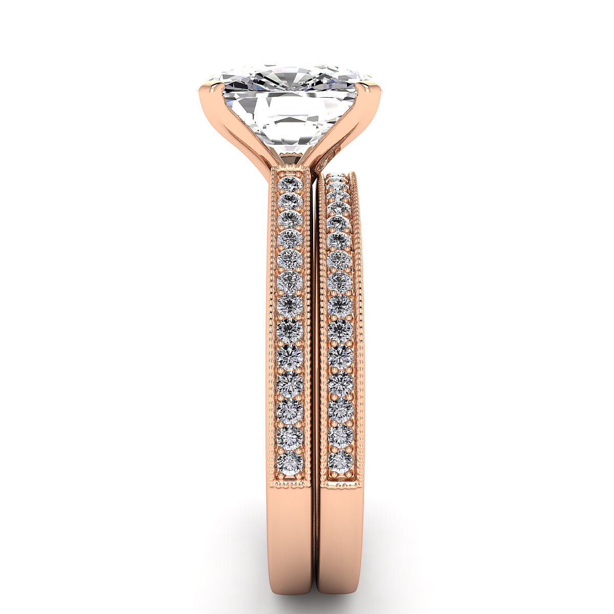 Long Cushion Diamond Engagement Ring Setting .21cts