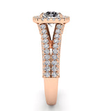 Split Shank Round Diamond Halo Engagement Ring 1.05ct