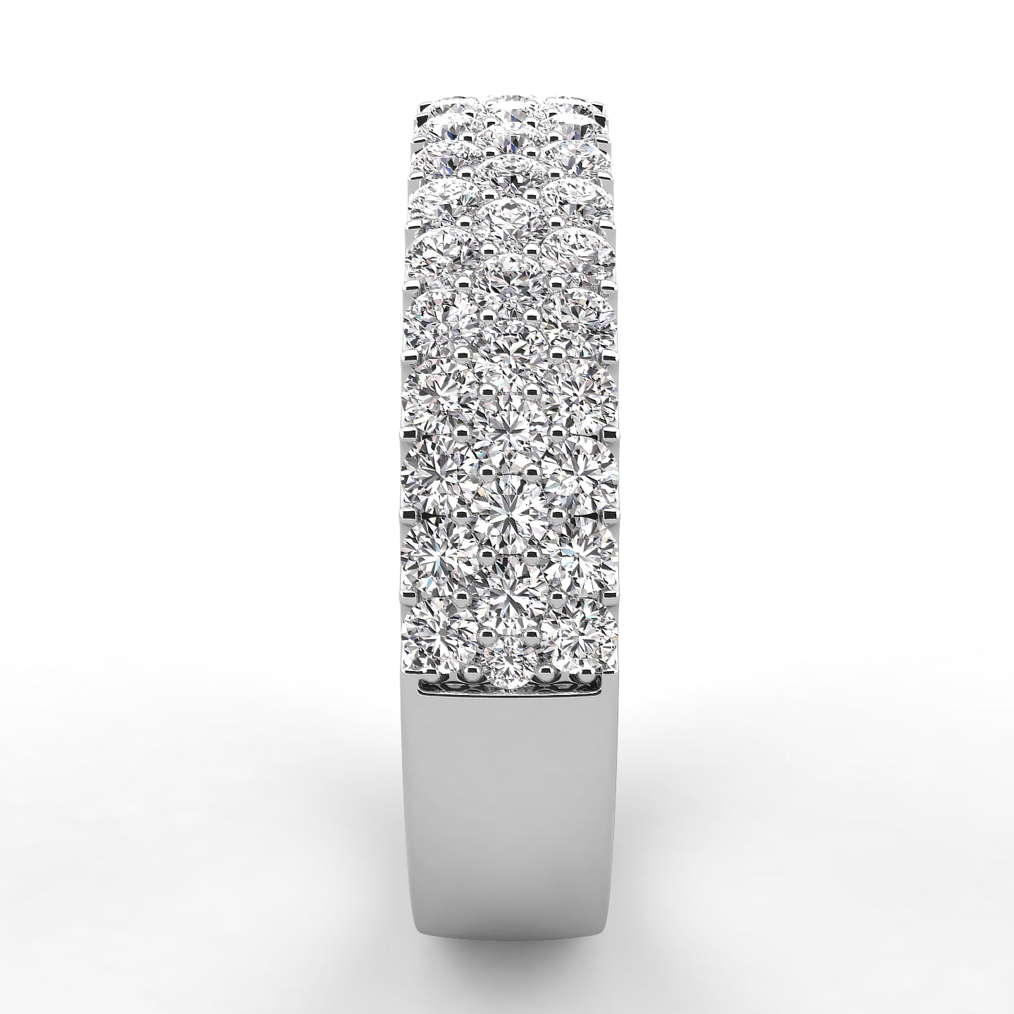 Pave Three Row Diamond Wedding Band 0.75ct