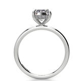 Solitaire Emerald Hidden Halo Engagement Ring